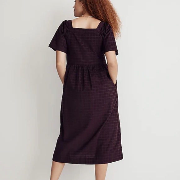 Madewell Corduroy Square-Neck Midi Dress in Windowpane - Picture 4 of 8